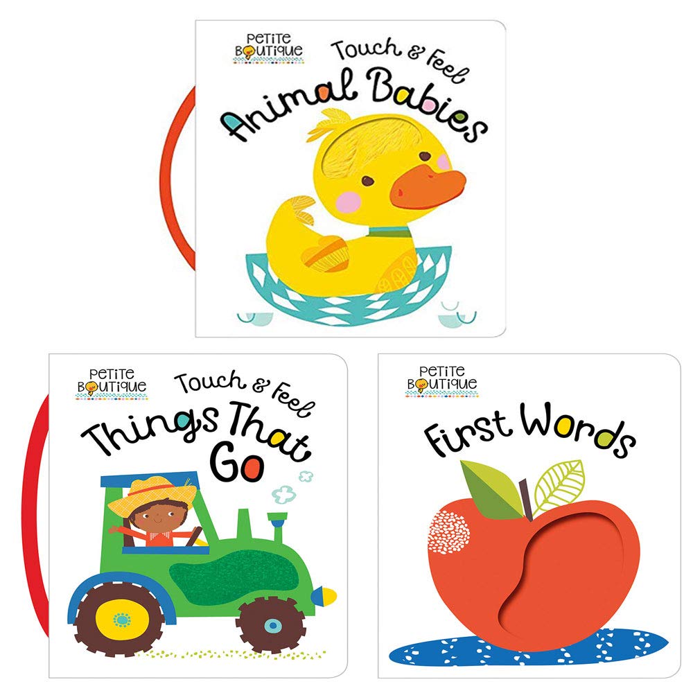 Petite Boutique Touch and Feel Things That Go Animal Babies First Words 3 Books Collection Set
