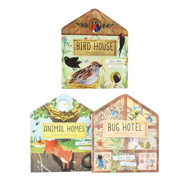 A Clover Robin Book of Nature Series 3 Books Lift-the-flap Collection Set (Bird House  Bug Hotel & Animal Homes)
